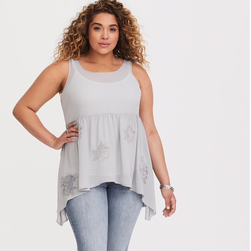 New Torrid Gray semi Shear Chiffon Cami